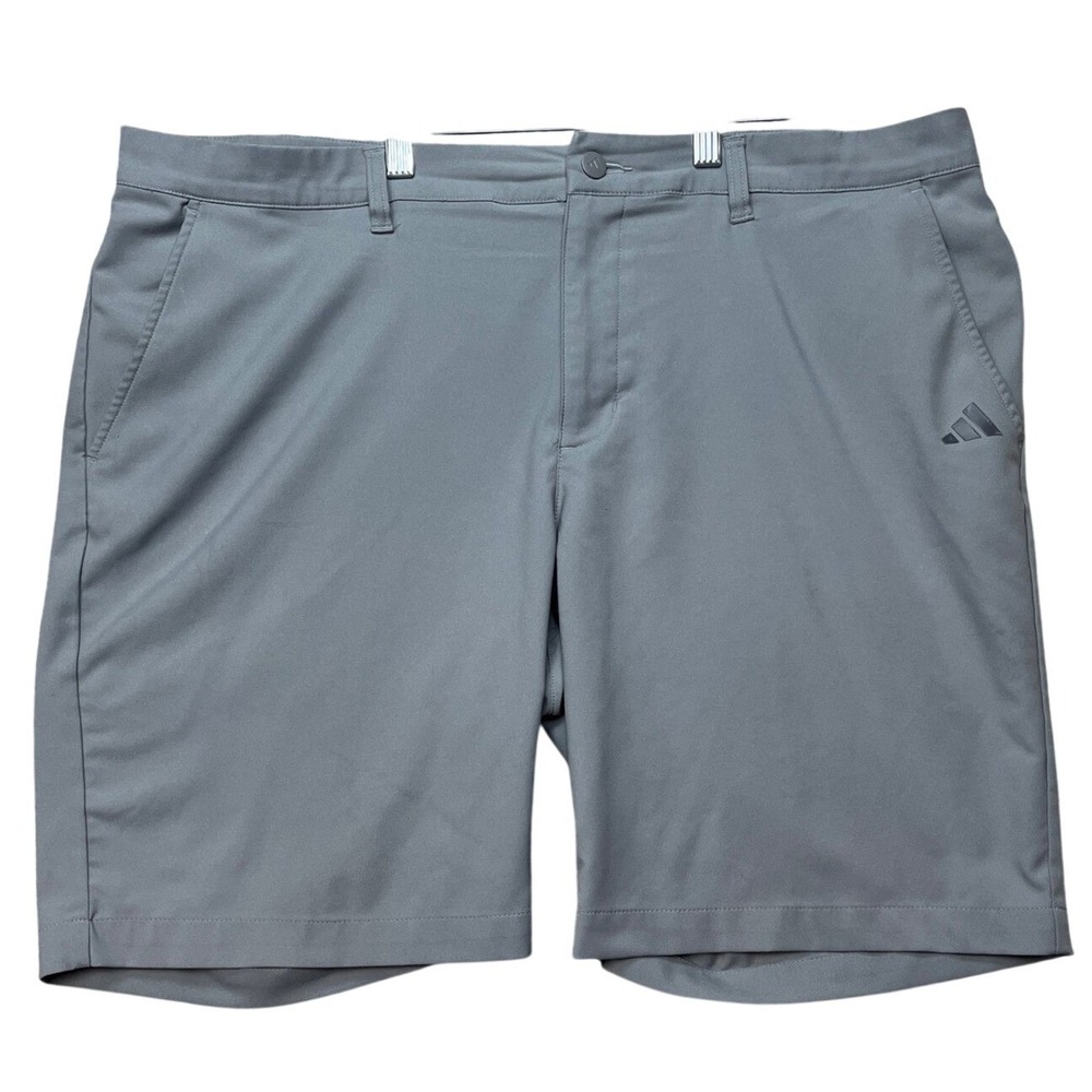 Adidas‎ Shorts Mens 38 Gray Flat Front 3 Stripes Lightweight Golf Performance